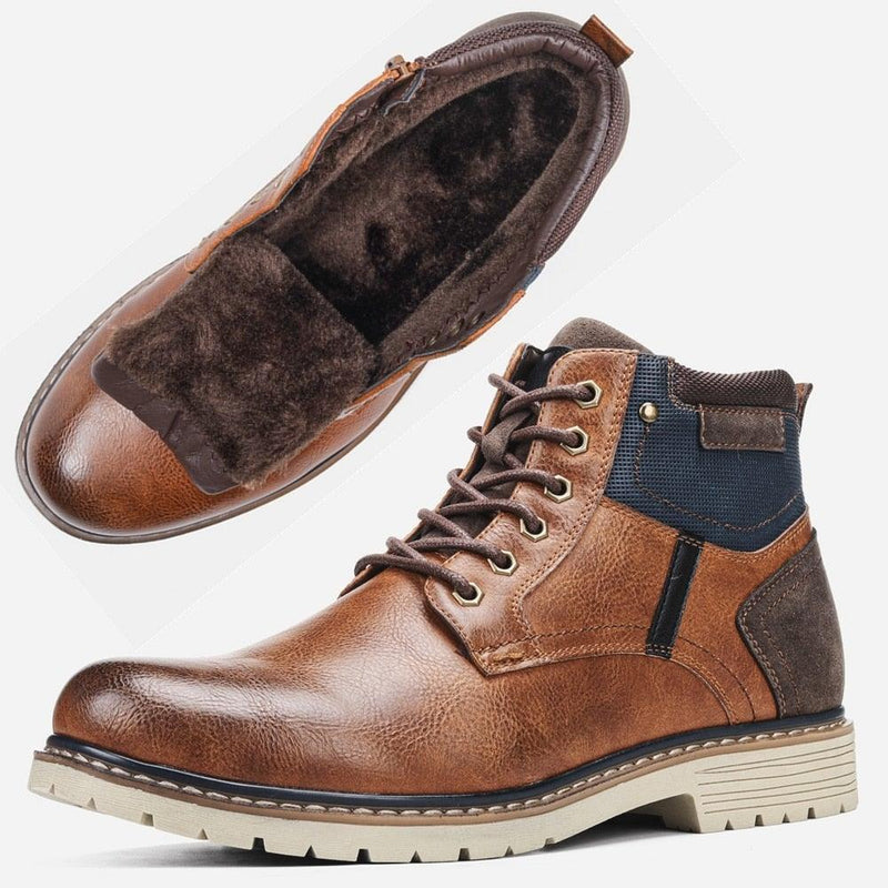 Men's Comfortable PU Leather Non-Slip Winter Boots - AM APPAREL