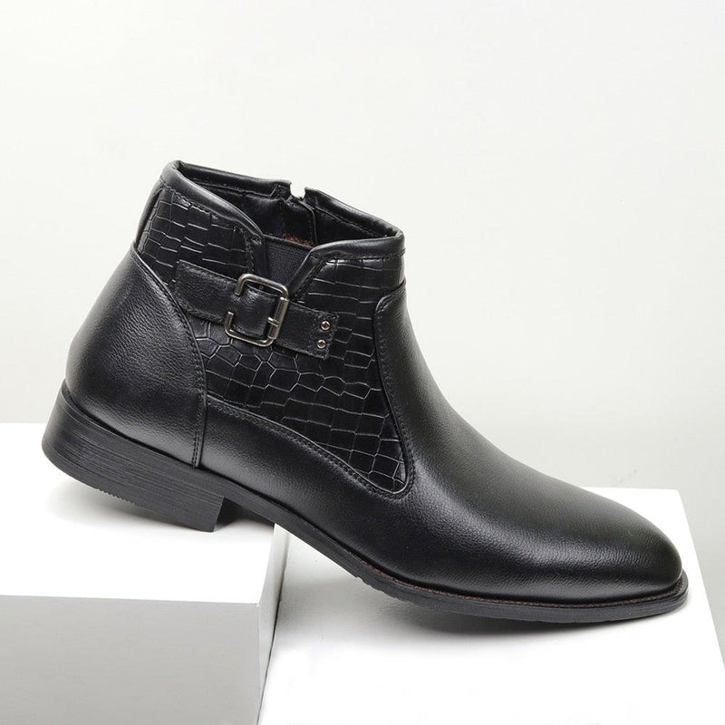 Men's Comfy Faux Leather Winter Boots - AM APPAREL