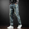 Men's Embroidery Distressed Loose Fit Jeans - AM APPAREL