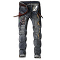 Men's Embroidery Distressed Loose Fit Jeans - AM APPAREL