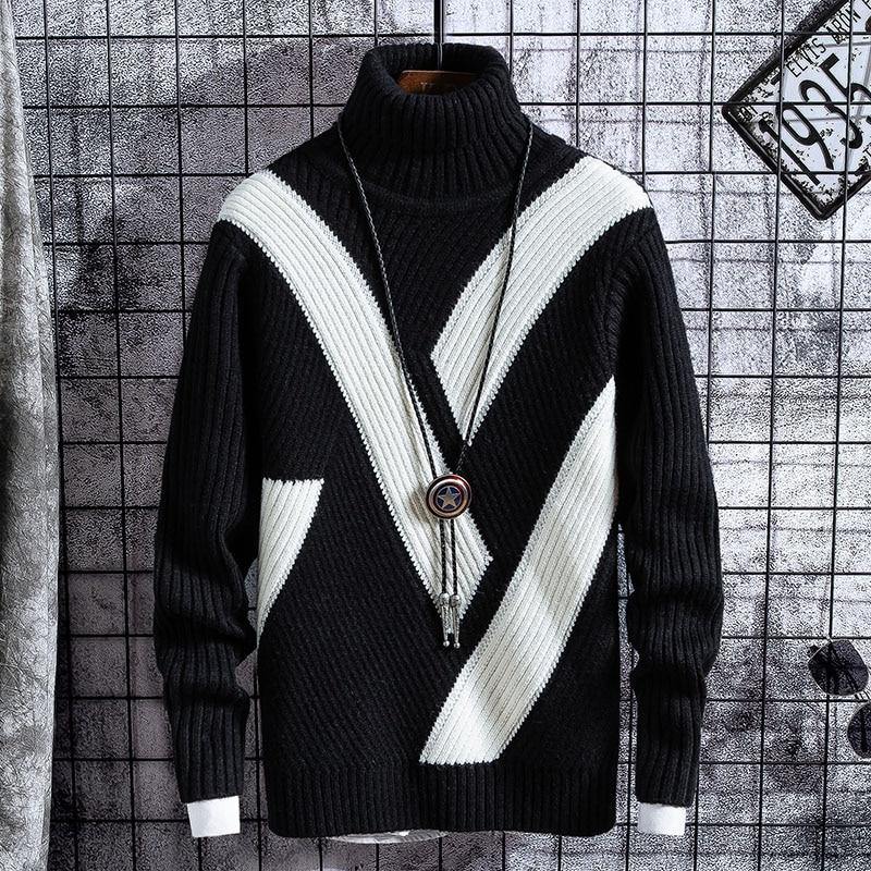 Men's Fall Turtleneck Patchwork Sweatshirt - AM APPAREL