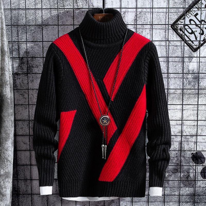 Men's Fall Turtleneck Patchwork Sweatshirt - AM APPAREL