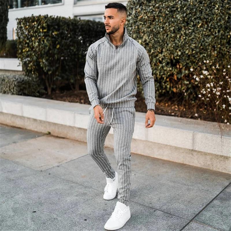 Men's Fashion Spring Casual Striped Suit - AM APPAREL