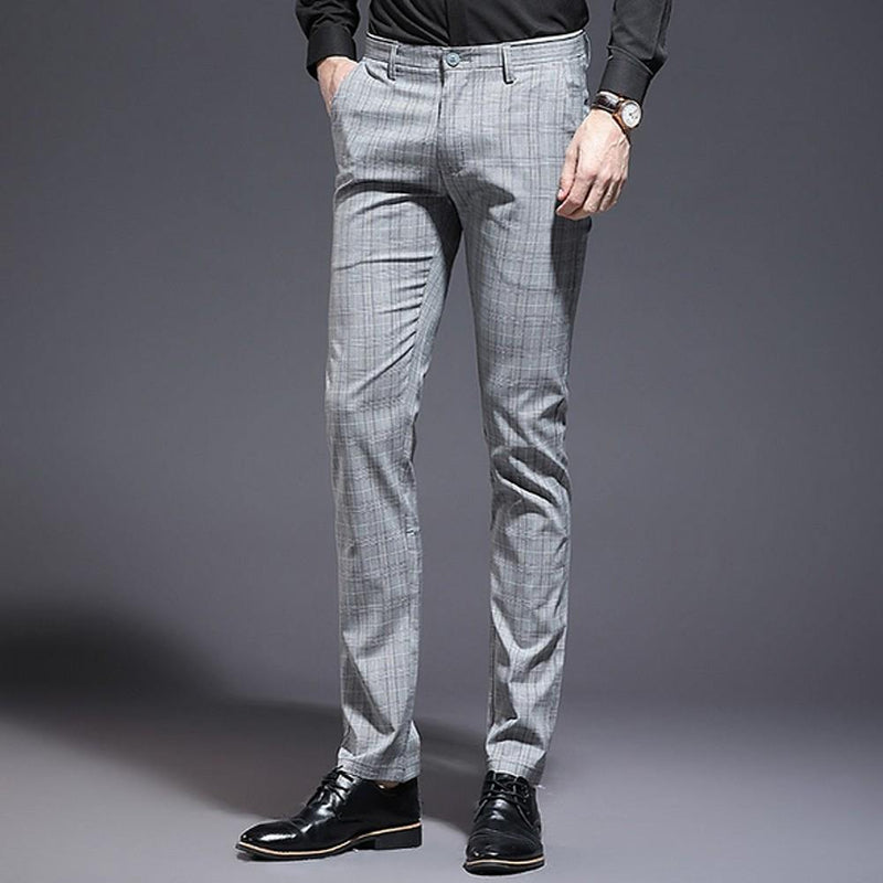 Men's Formal Gingham Polyester Pants - AM APPAREL