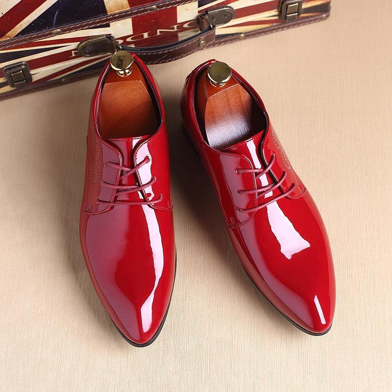 Men's Formal Glossy Patent Leather Shoes - AM APPAREL