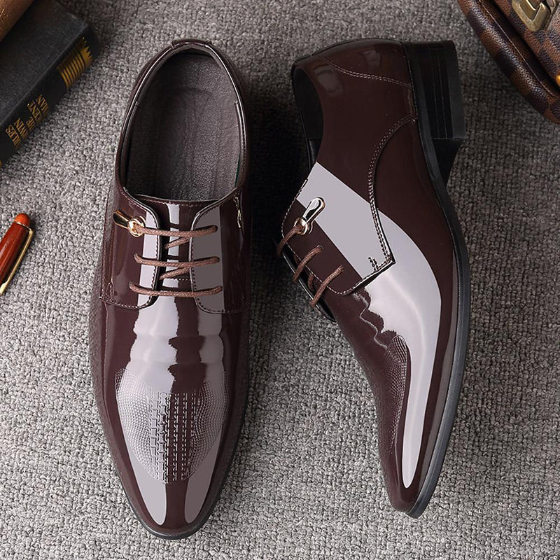 Men's Formal Patent Leather Spring Oxfords Shoes - AM APPAREL