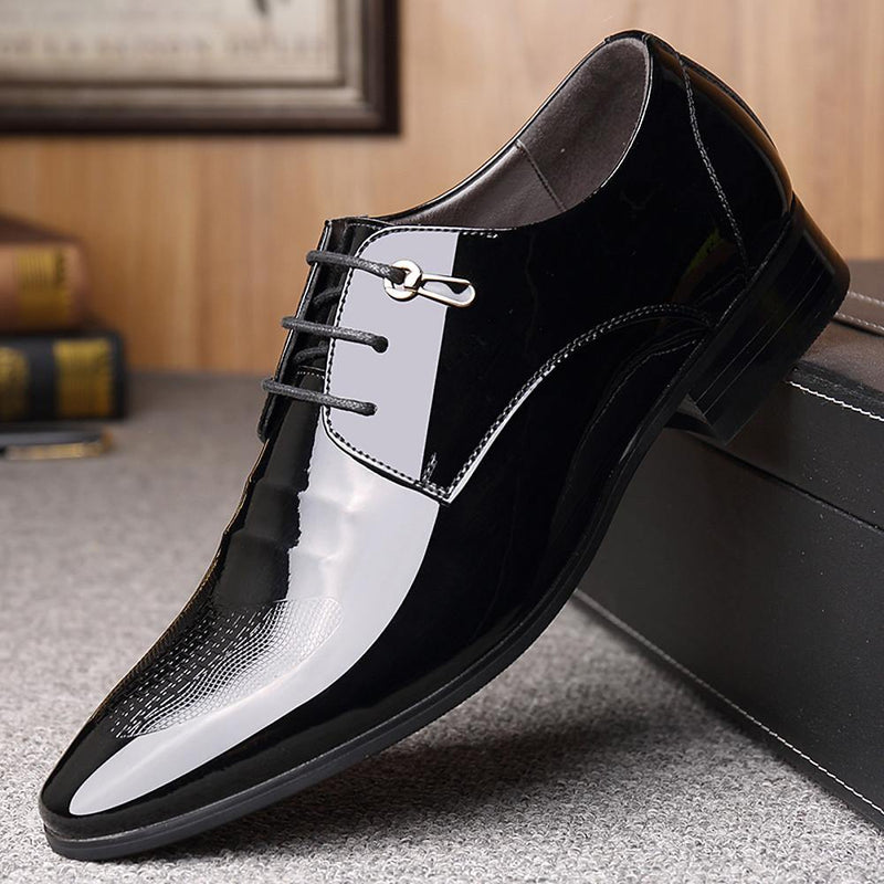 Men's Formal Patent Leather Spring Oxfords Shoes - AM APPAREL