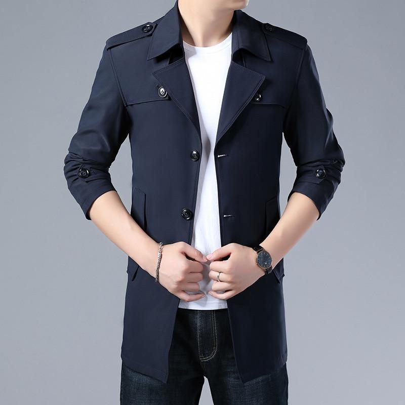 Men's Formal Trench Coats W/ Buttons - AM APPAREL