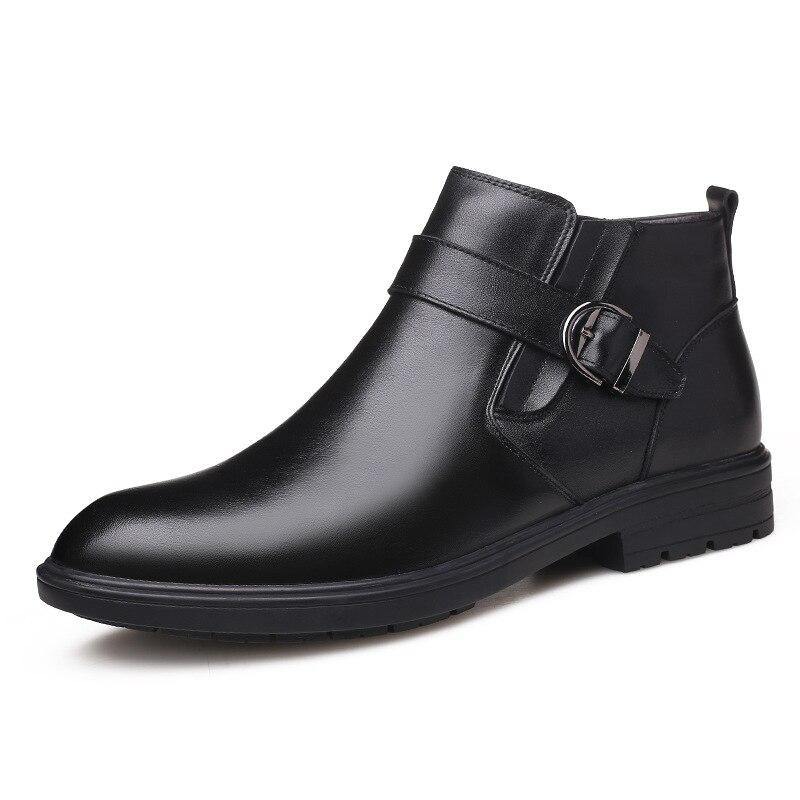 Men's Genuine Faux Leather Snow Boots - AM APPAREL