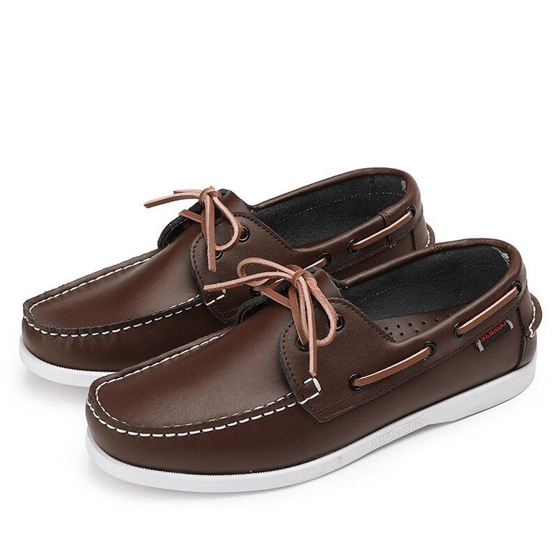 Men's Genuine Leather Boat Shoes / Loafers - AM APPAREL