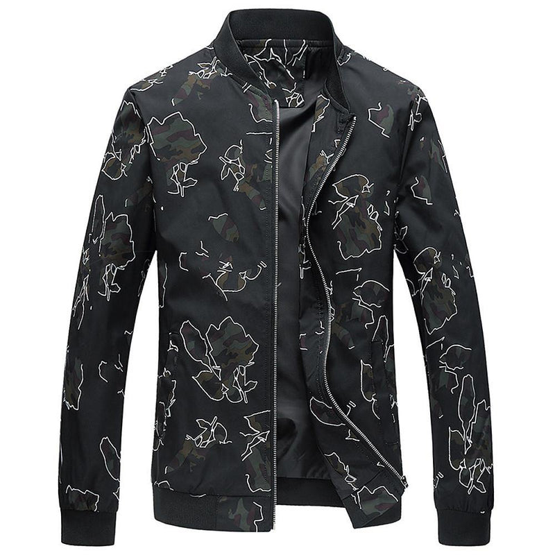 Men's Geometric Printed Zip Polyester Jacket - AM APPAREL