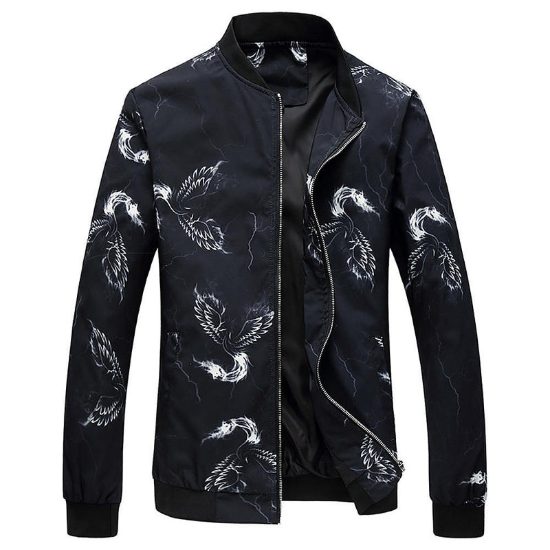 Men's Geometric Printed Zip Light Polyester Jacket - AM APPAREL