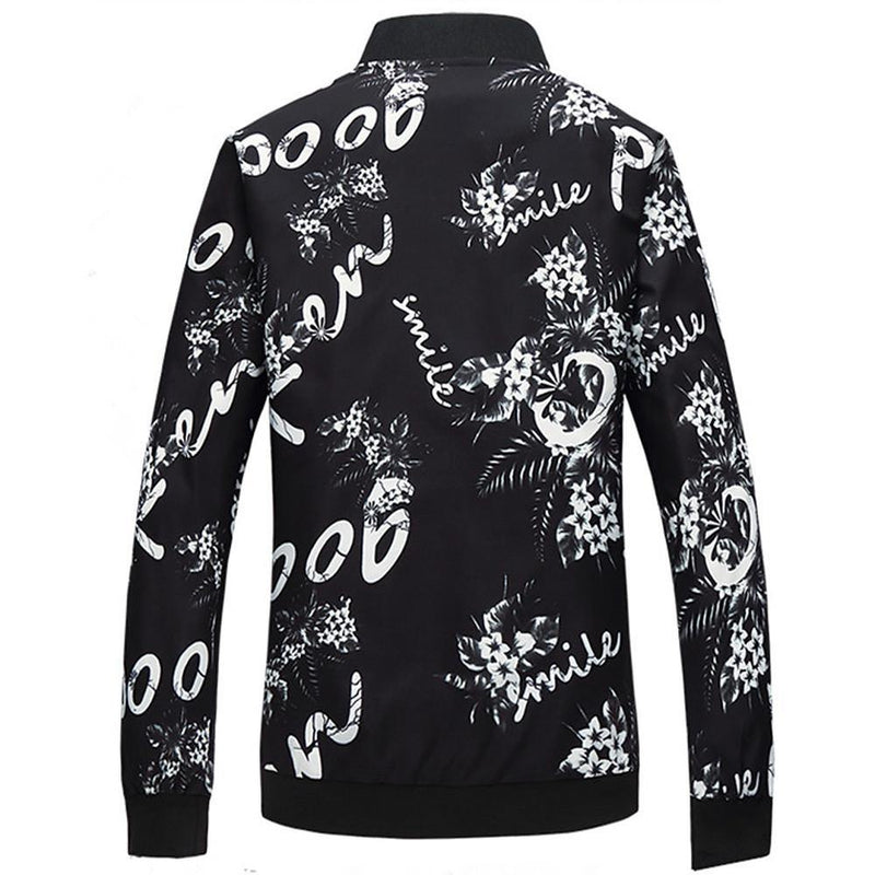 Men's Geometric Printed Zip Polyester Jacket - AM APPAREL