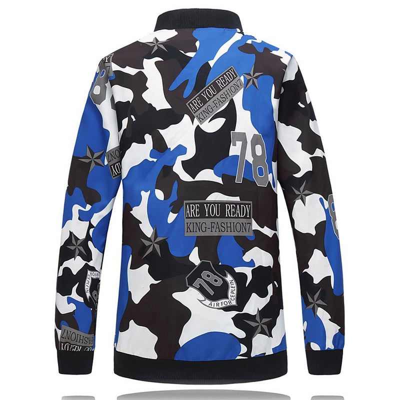 Men's Geometric Printed Zip Polyester Jacket - AM APPAREL