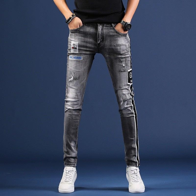 Men's Korean Style Distressed Jeans - AM APPAREL