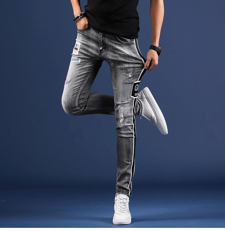 Men's Korean Style Distressed Jeans - AM APPAREL