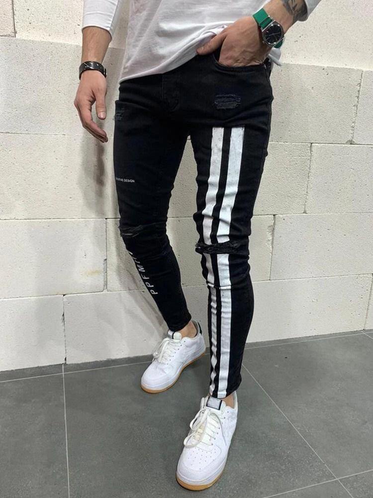 Men's Light Weight Slim Fit Striped Jeans - AM APPAREL