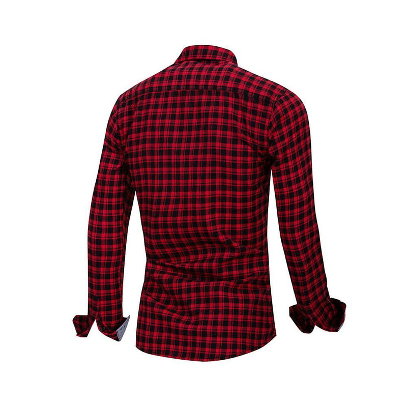 Men's Long Sleeve Regular Fit Plaid Shirt - AM APPAREL