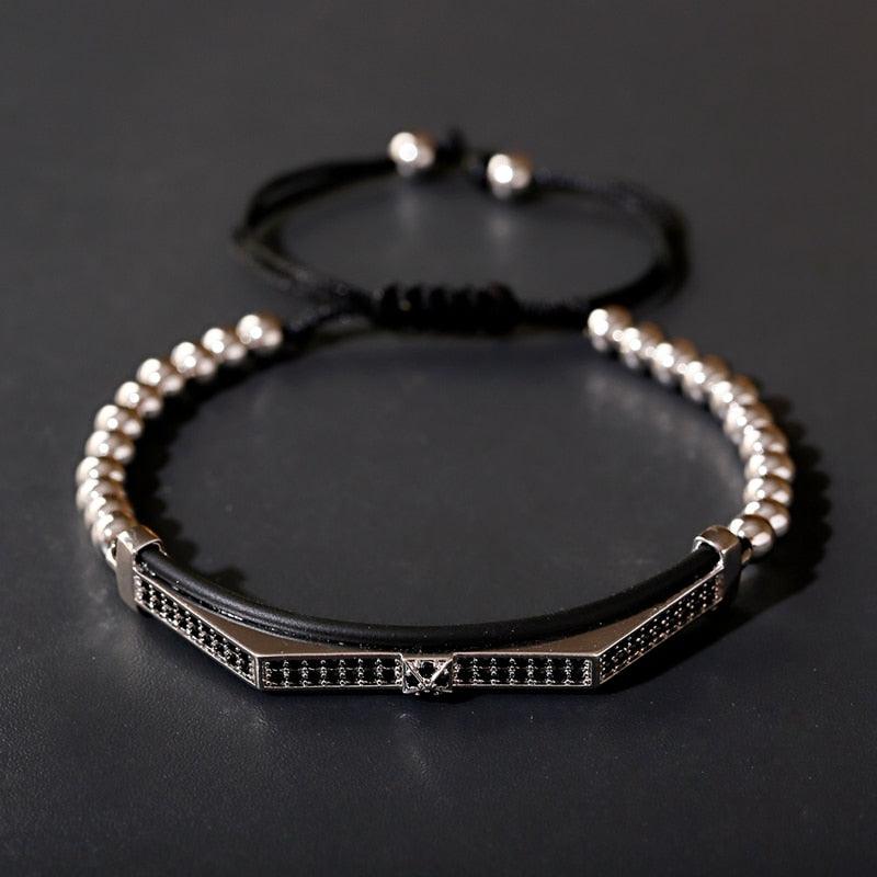 Men's Luxury Black Zircon Bracelets - AM APPAREL