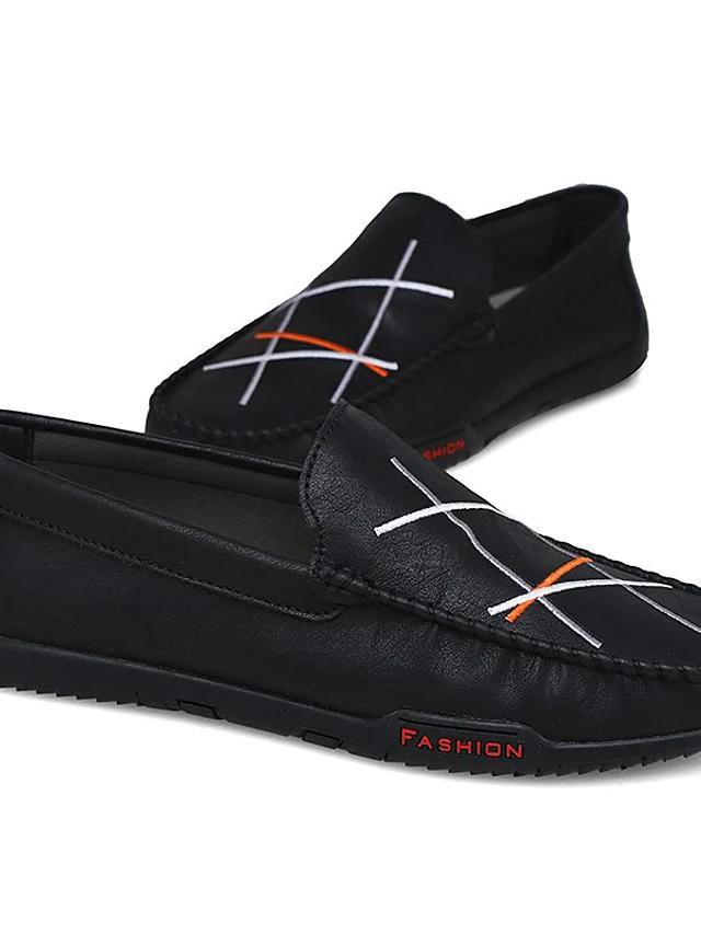 Men's Moccasin PU Leather Loafers - AM APPAREL