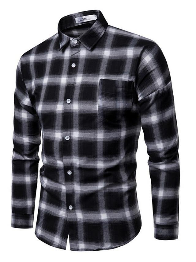 Men's Plaid Square Light Weight Business Shirt - AM APPAREL