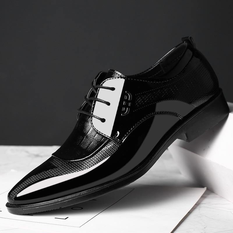 Men's Pointed Toe Lace Up Business Shoes - AM APPAREL