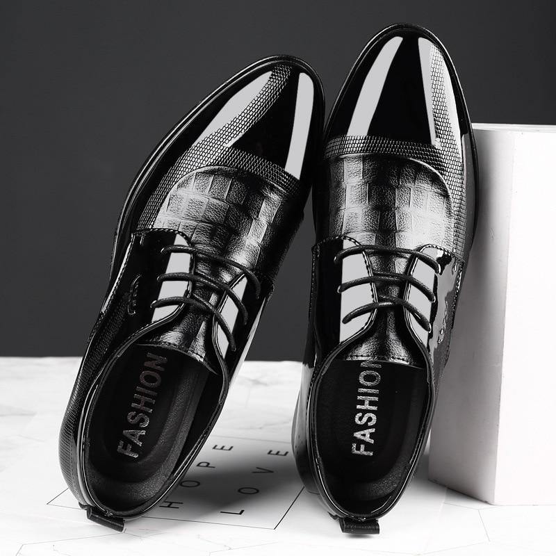 Men's Pointed Toe Lace Up Business Shoes - AM APPAREL