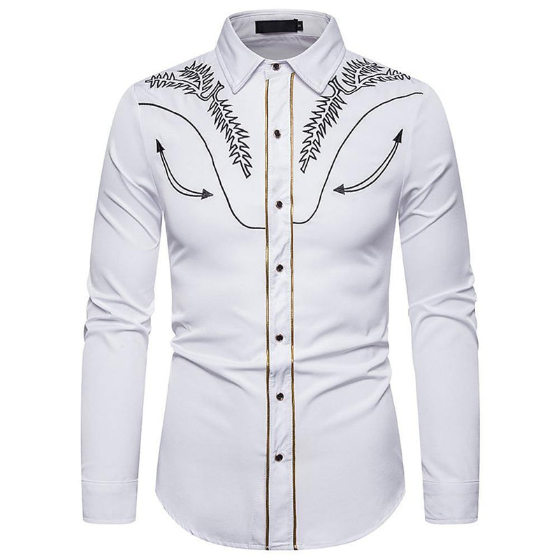 Men's Slim Fit Embroidered Shirt - AM APPAREL