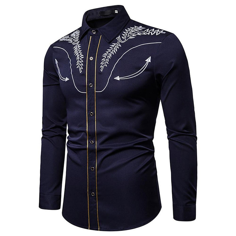 Men's Slim Fit Embroidered Shirt - AM APPAREL