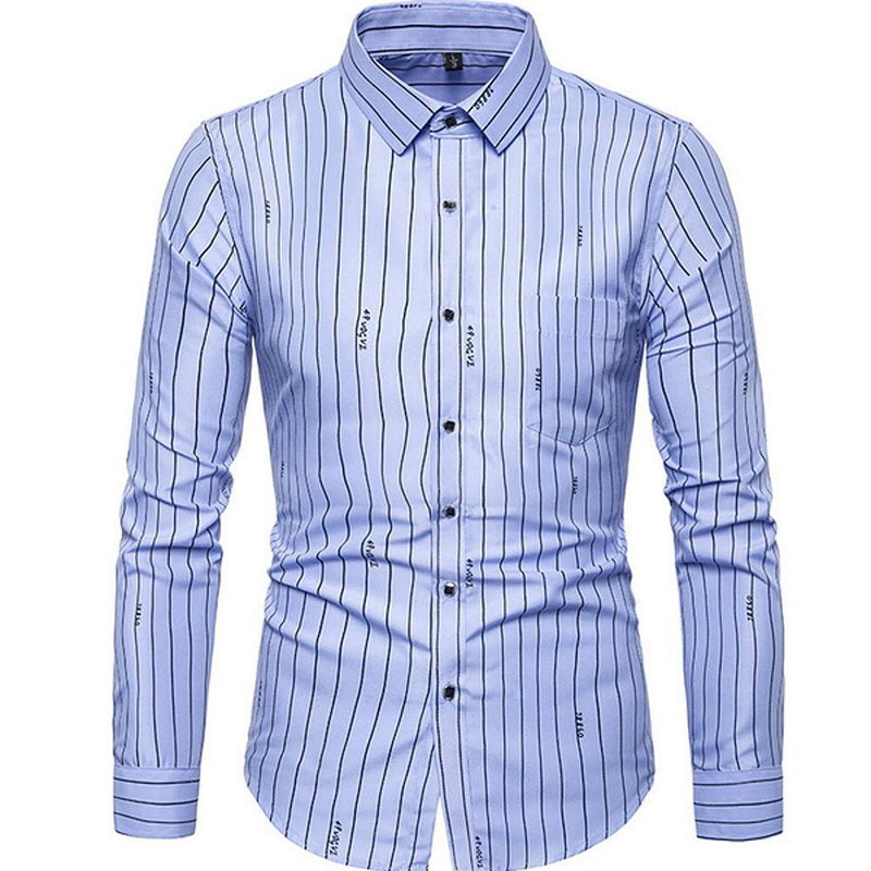 Men's Slim Fit Striped Polyester Shirt - AM APPAREL