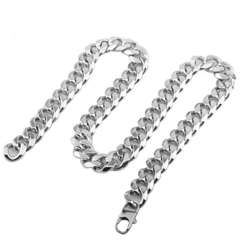 Men's Stainless Steel Long Silver Necklace - AM APPAREL