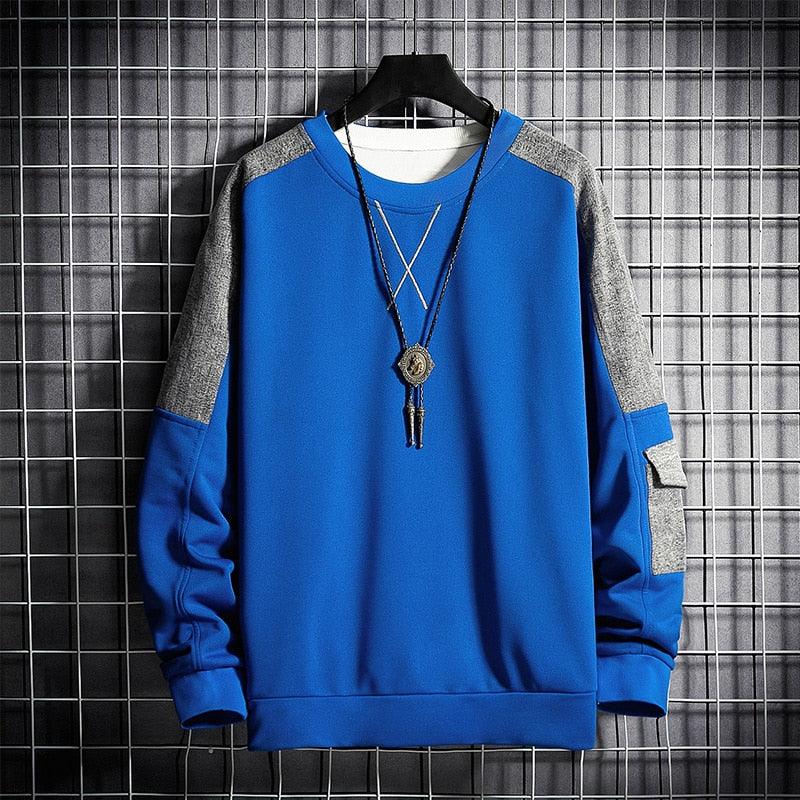 Men's Streetwear Patchwork Harajuku Long Slve Top - AM APPAREL