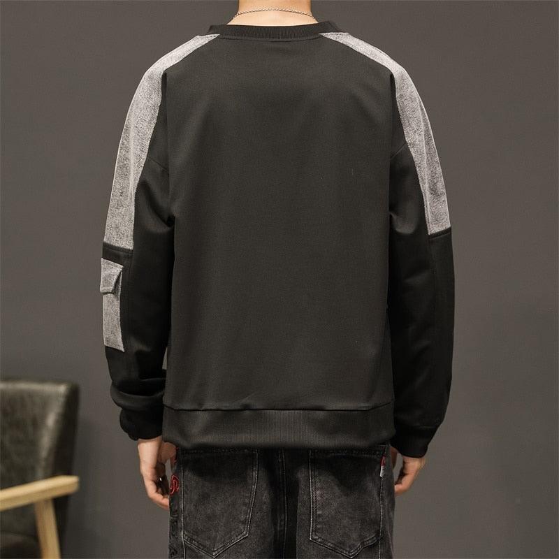 Men's Streetwear Patchwork Harajuku Long Slve Top - AM APPAREL