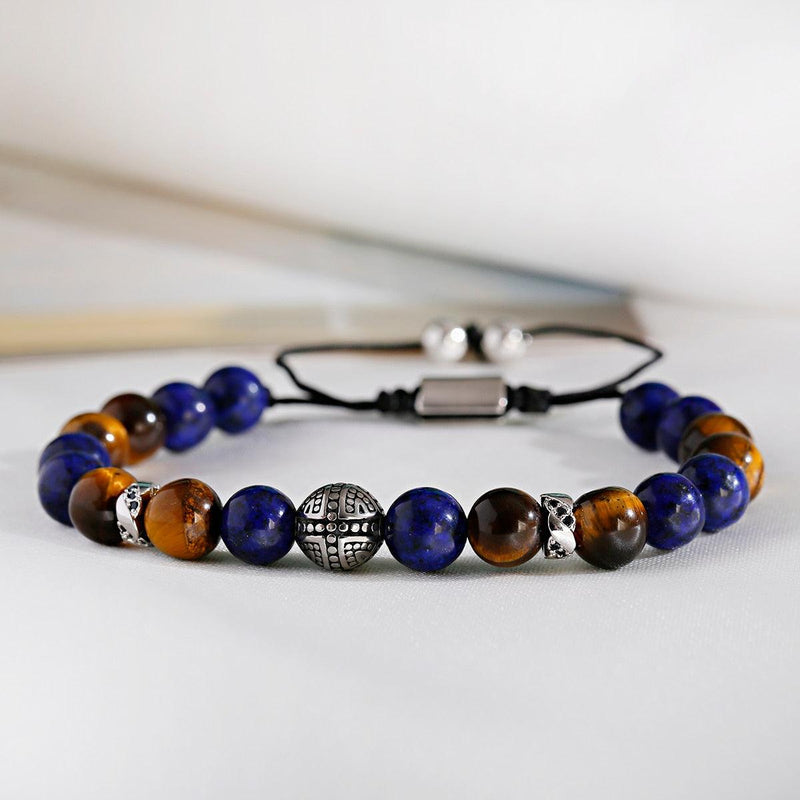 Men's Tiger Eyes Beads Weaving Bracelet - AM APPAREL