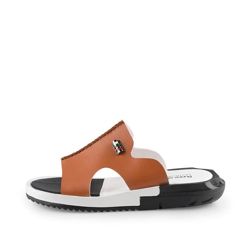 Men's Two Tone Faux Leather Sandals - AM APPAREL