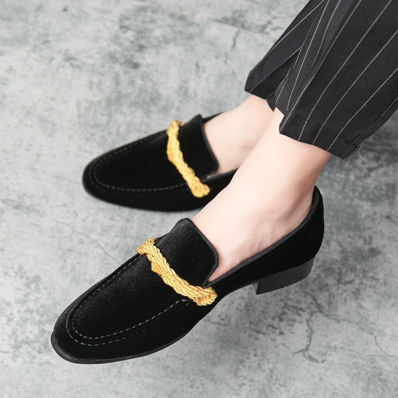 Men's Velvet Comfy Formal Loafers - AM APPAREL