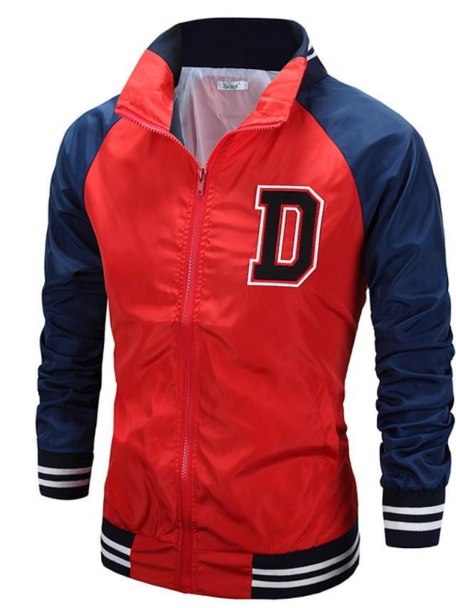 Men's Windbreaker Letter Print Polyester Jacket - AM APPAREL