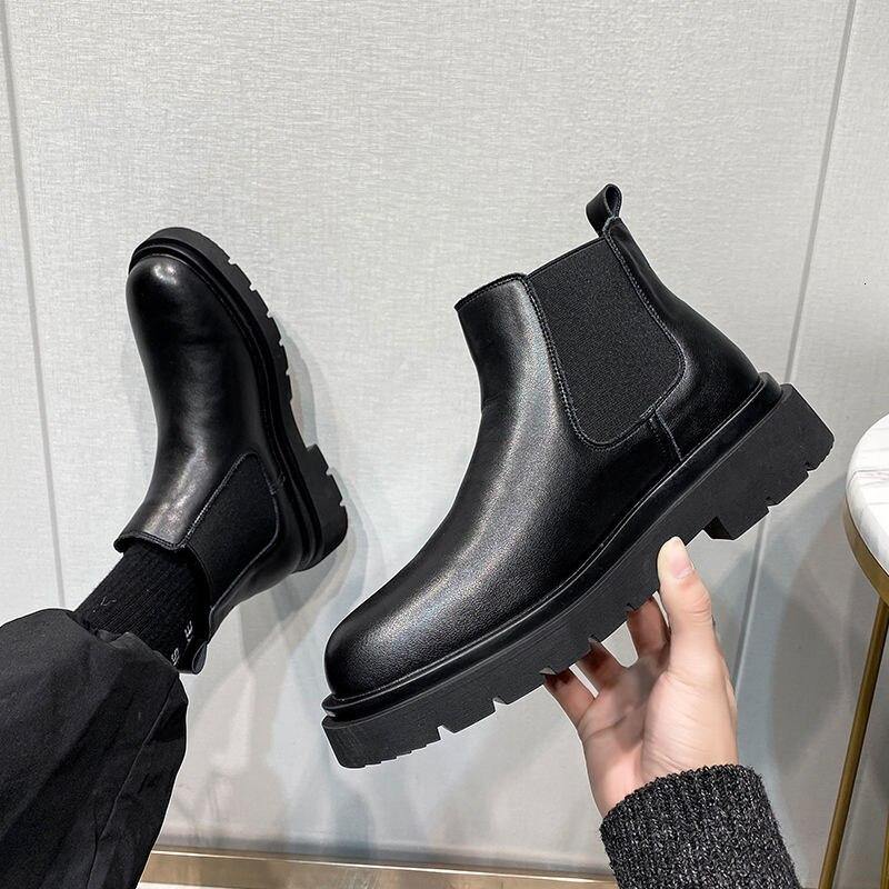 Men's Winter Faux Leather Chelsea Boots - AM APPAREL