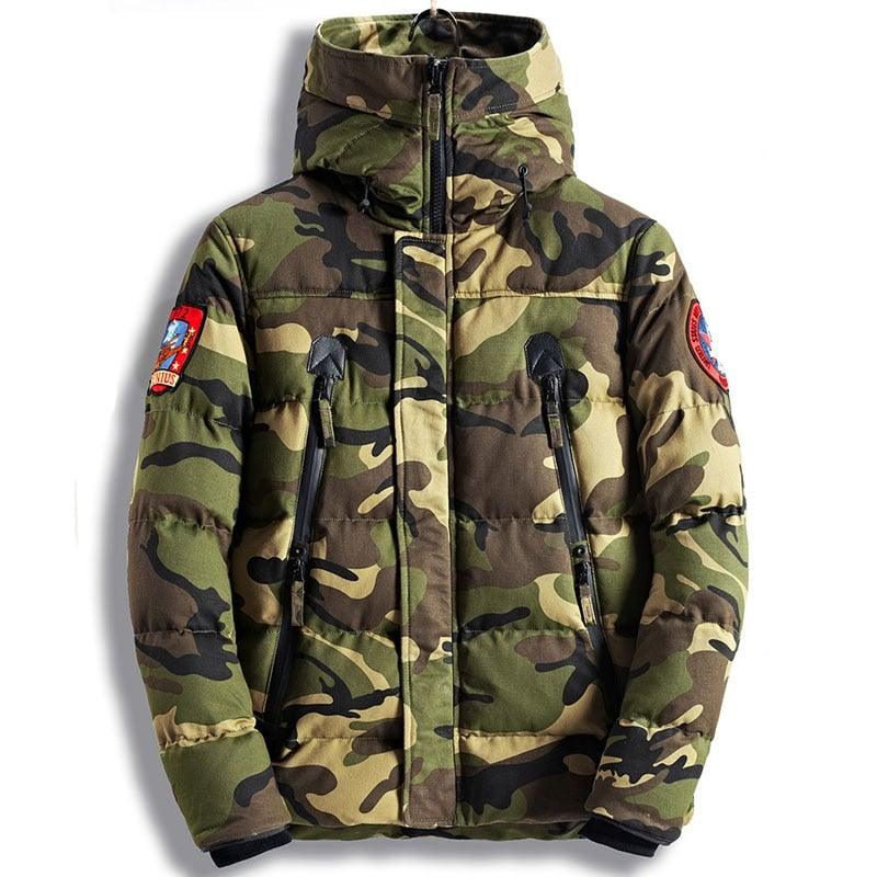 Men's Winter Thick Camouflage Puffer Coat - AM APPAREL