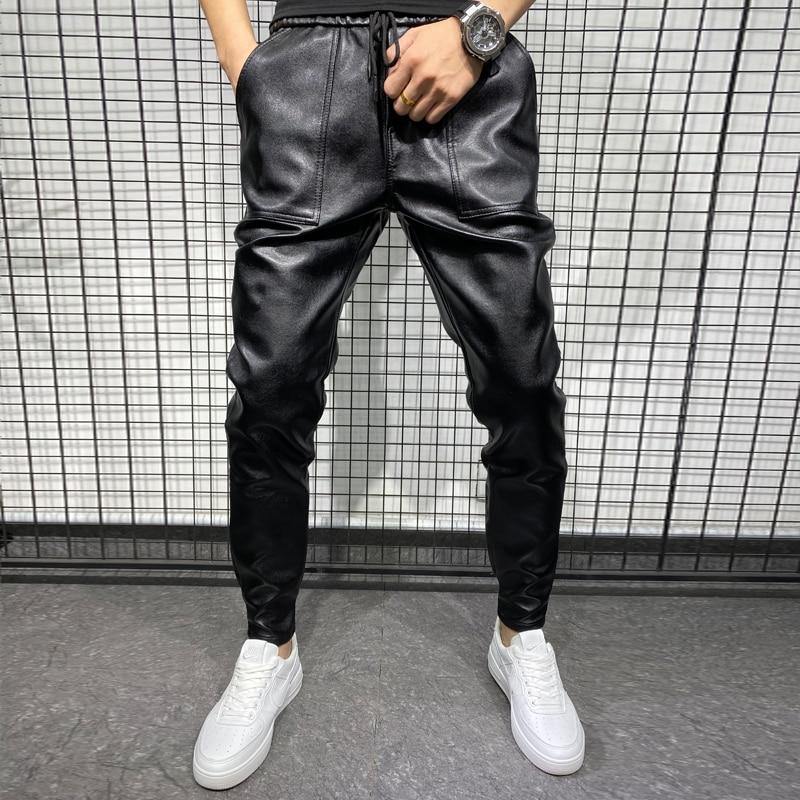 Men's Winter Thick PU Leather Pants - AM APPAREL