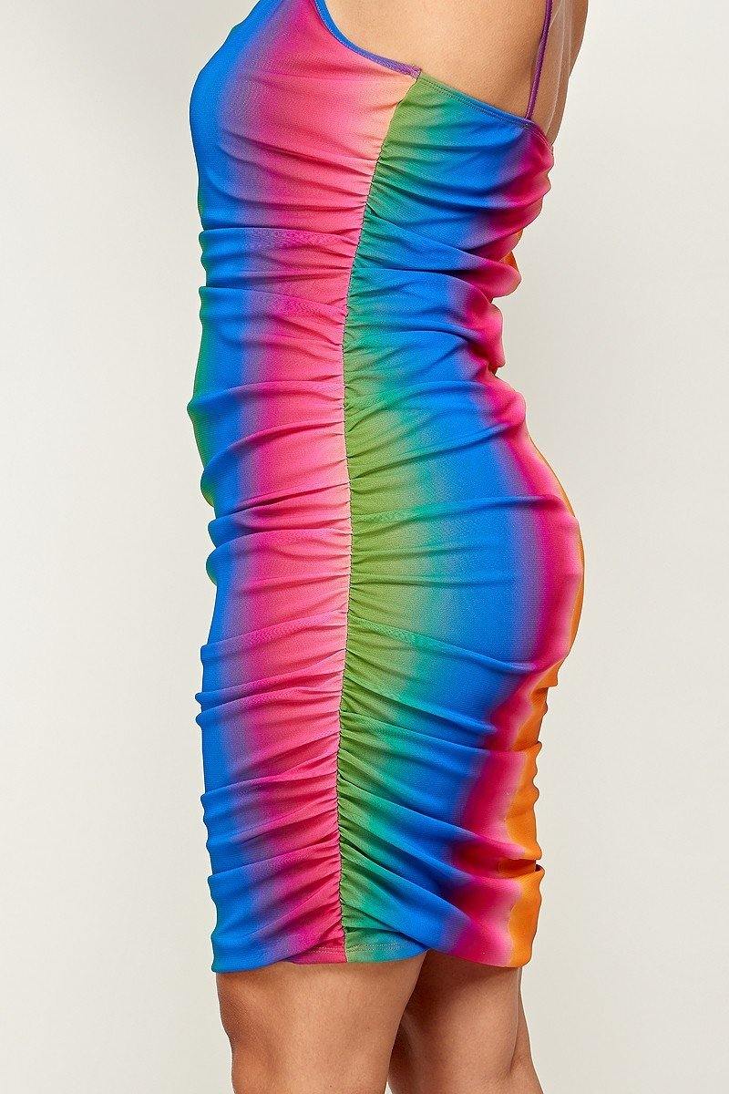 Plus Size Rainbow Ombre Print Cami Dress - AM APPAREL