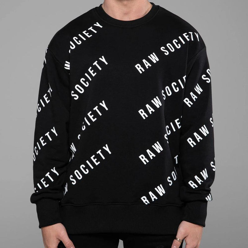 RAW SOCIETY Men's O-Neck Long Sleeves Casual Sweatshirts - AM APPAREL