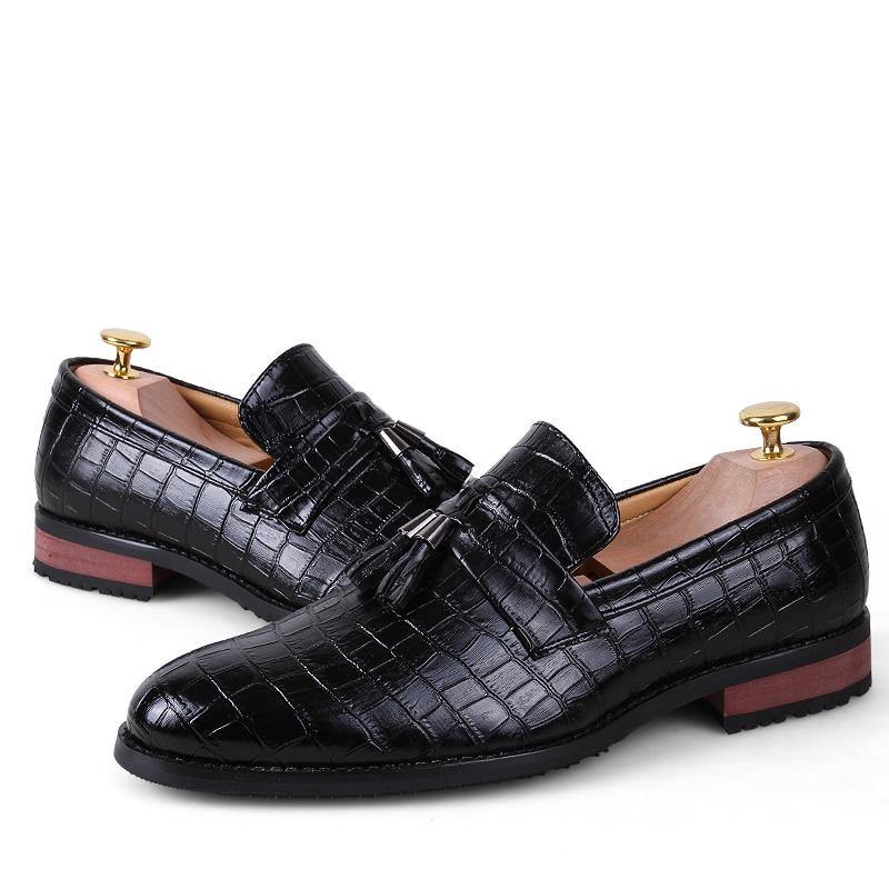 ROGUE Men's Crocodile Pattern Faux Leather Loafers - AM APPAREL