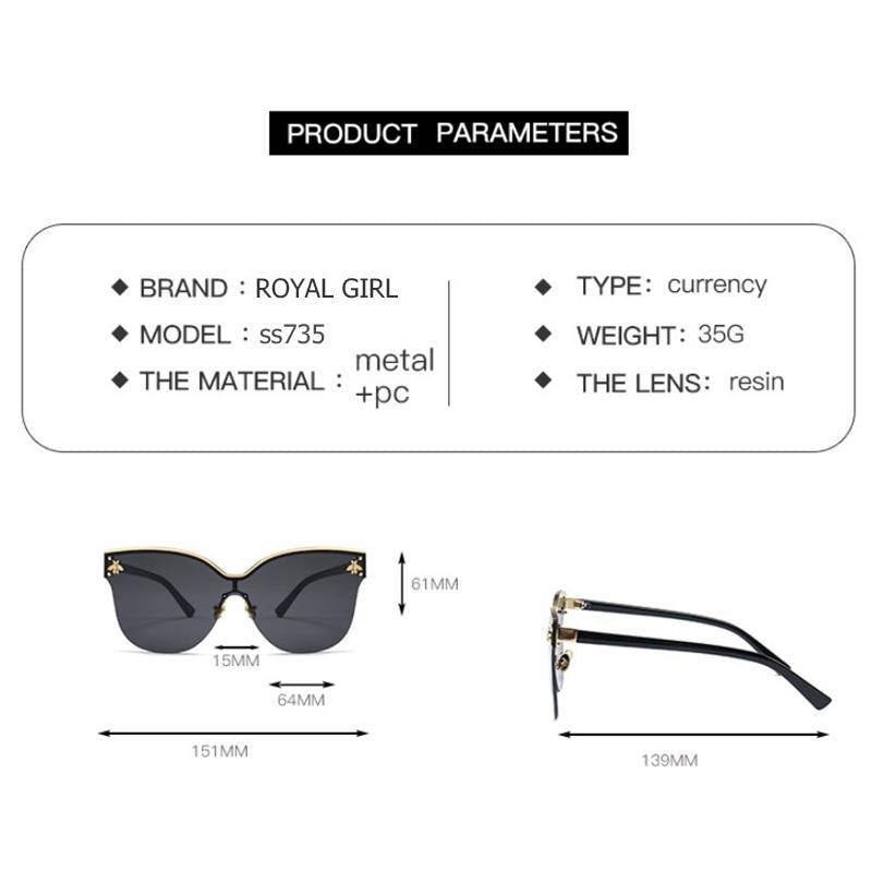 ROYAL GIRL Oversize Rimless Women's Sunglasses - AM APPAREL