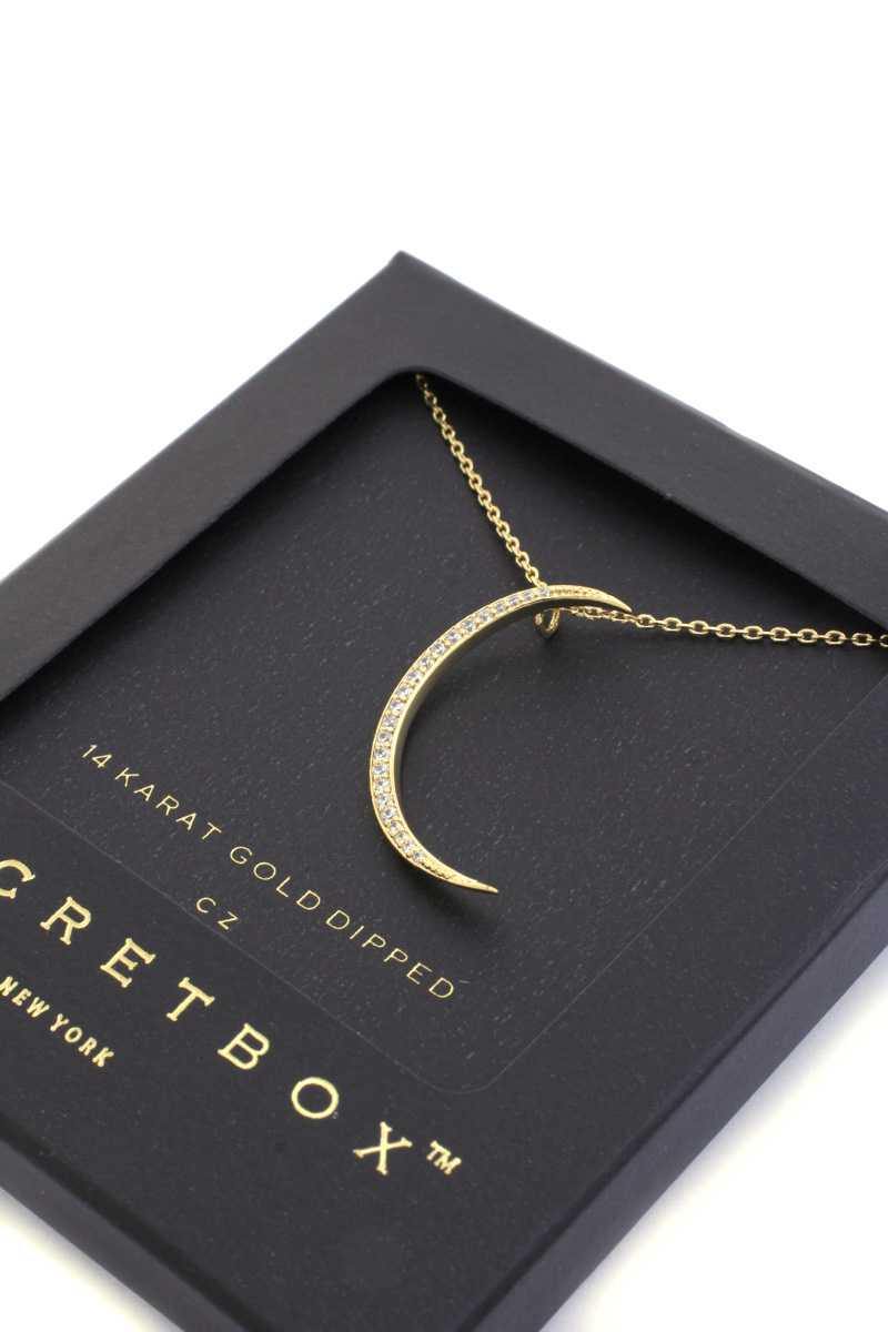Secret Box Crescent Moon Pendant Necklace - AM APPAREL