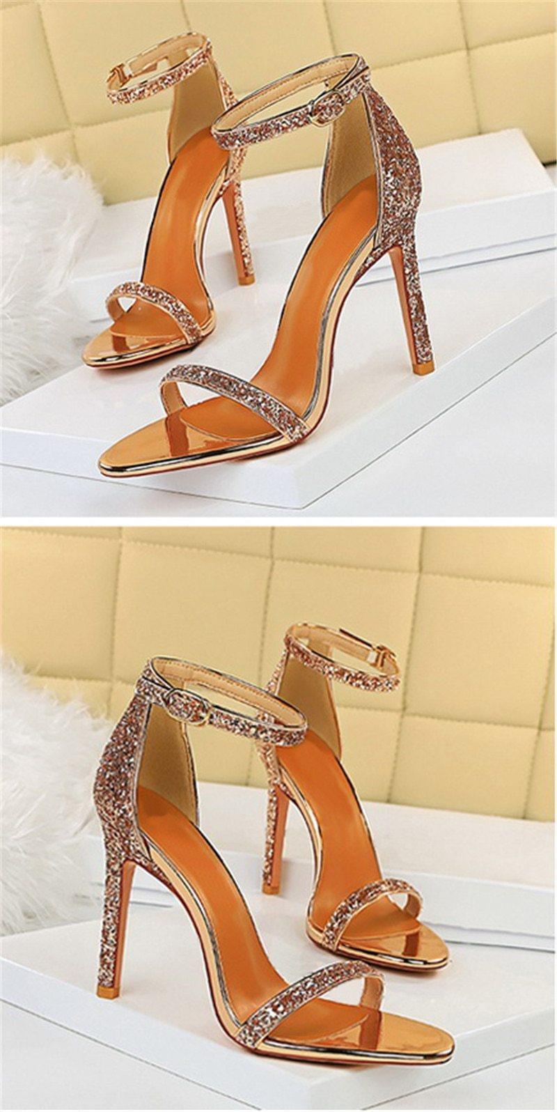 Sequin Sexy Strap High Heel - AM APPAREL