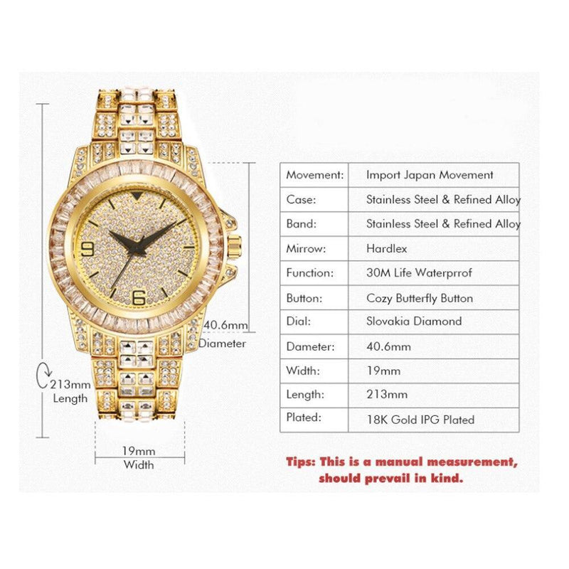 Unisex Iced Out Rhinestone Watch - AM APPAREL