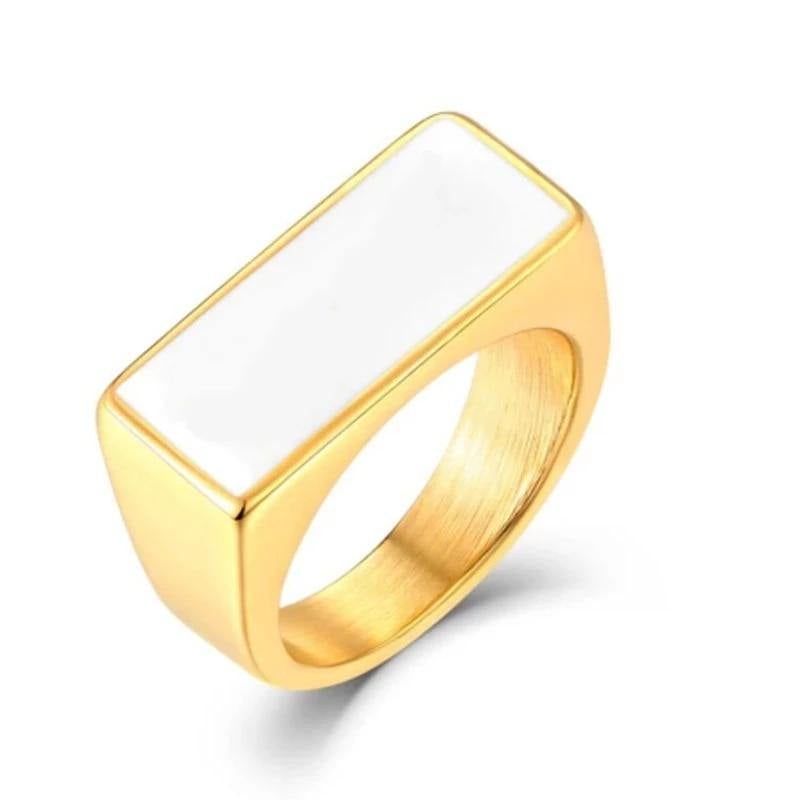 Unisex Titanium Steel Rectangular Ring - AM APPAREL