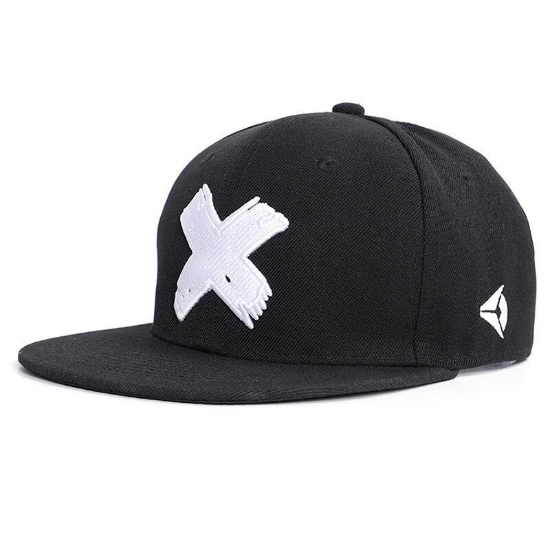 Unisex X Embroidery Flat Brim Hat - AM APPAREL