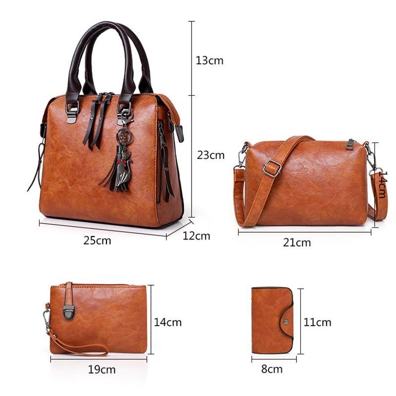 ValenKuci Designer  Leather 4pcs/Set Bags - AM APPAREL